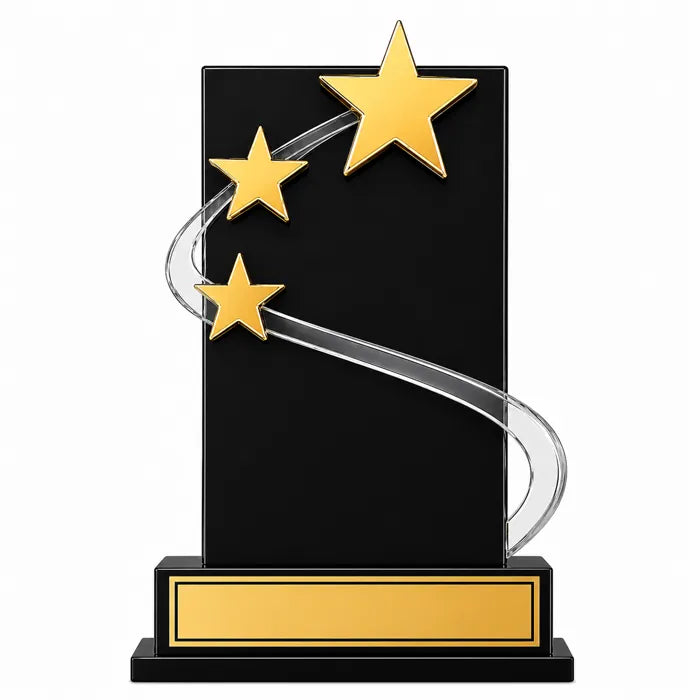 Gold and black award plaque