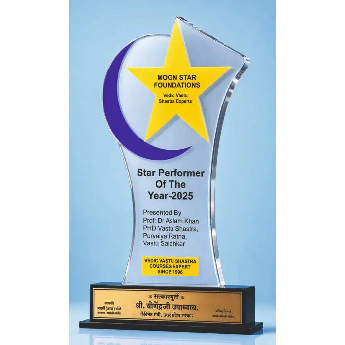 Modern award with star and moon